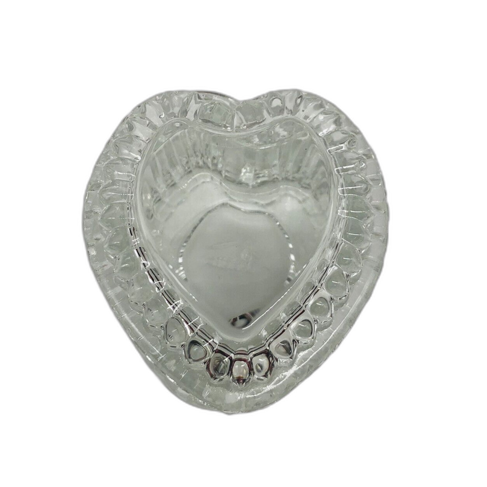Homco Valentine Crystal Vintage Heart Shaped Trinket, Jewelry, Ring Box